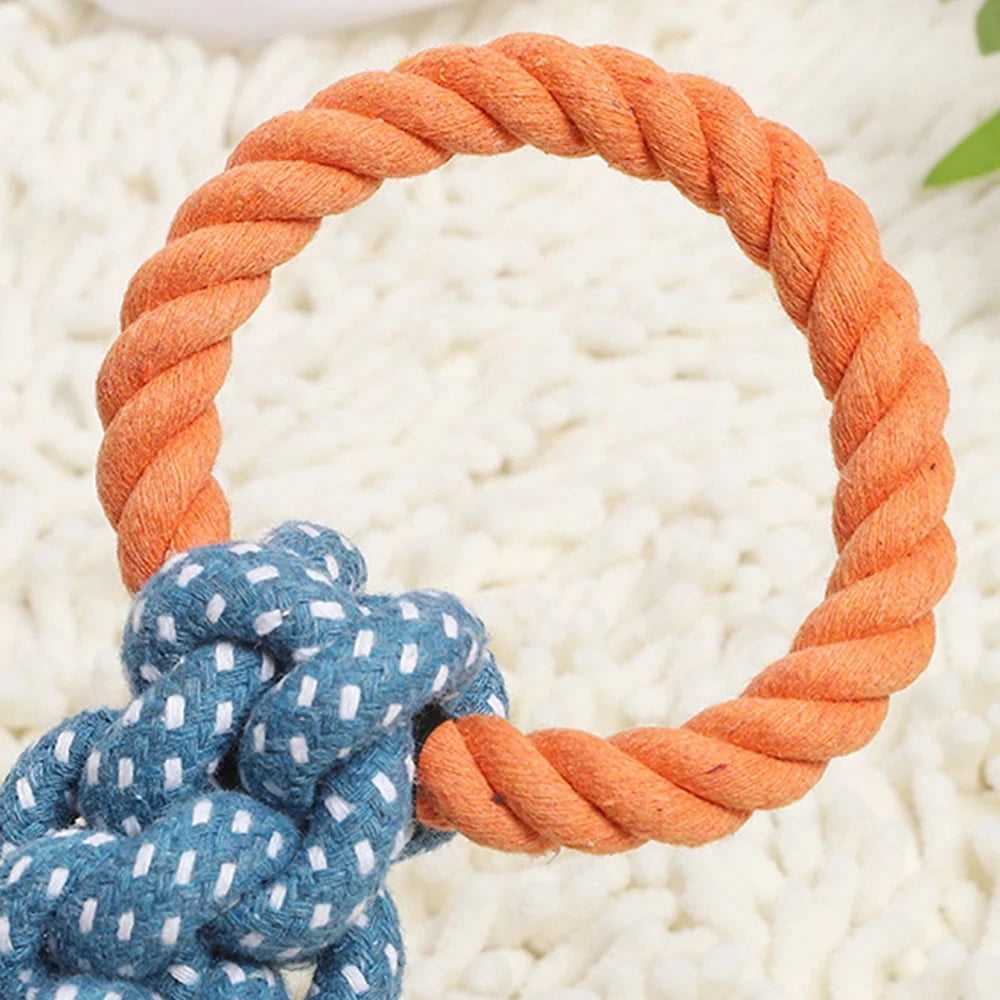 Heavy Duty Double Ring Rope Dog Toy Bite Resistant Tug and Chew Toy for Dogs - Blue