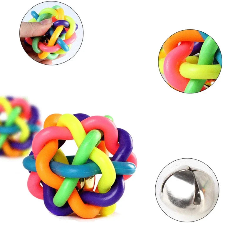 Colourful Dog Ball Toy with Bell for Interactive Fetch and Everyday Play