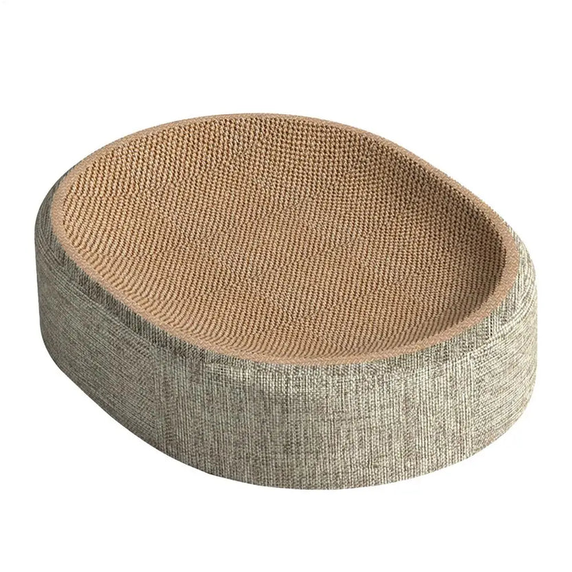 Cat Scratching Pad Oval Sisal Scratcher Bed with Lounge Design for Indoor Cats