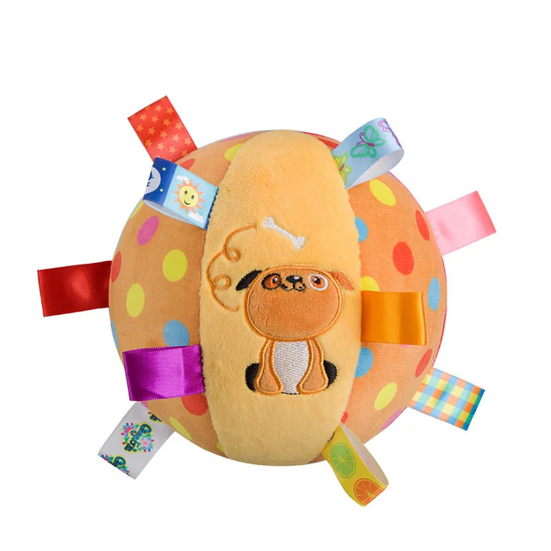 Interactive Plush Dog Ball Toy with Handle and Bell for Indoor and Outdoor Play
