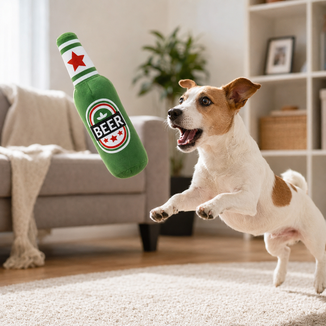 Beer Bottle Dog Toy Interactive Chew Toy for Small and Large Dogs
