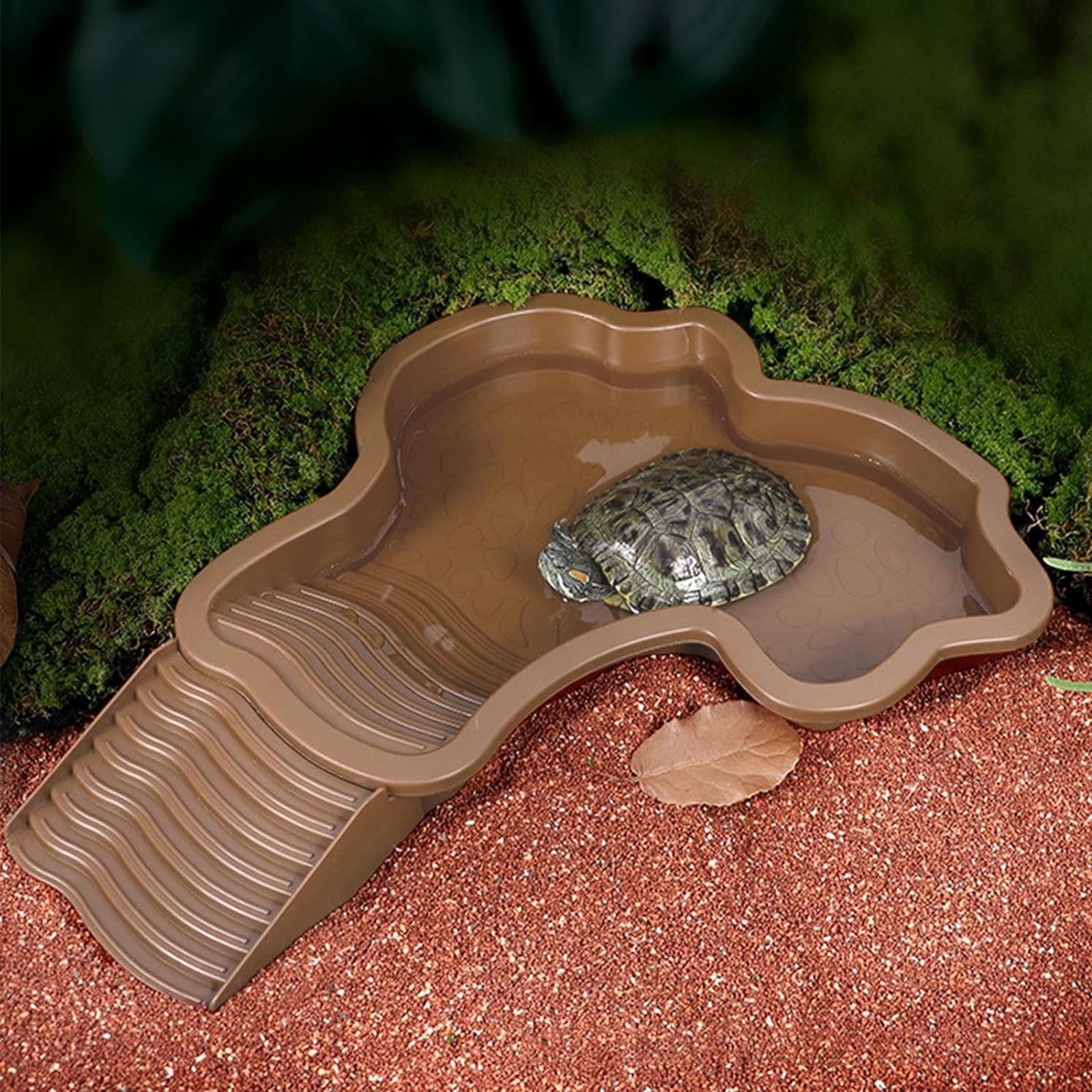 Reptile Bathing Pool Turtle Bath Amphibians Accessories with Ramp Tortoise Feeder Lizards Habitat for Tortoise Scorpion Snake A