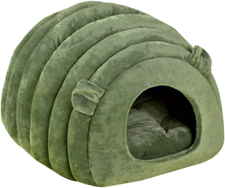 Green Cat Bed Cave - Cozy Pet House for Cats - Soft Kitten Sleeping Bed