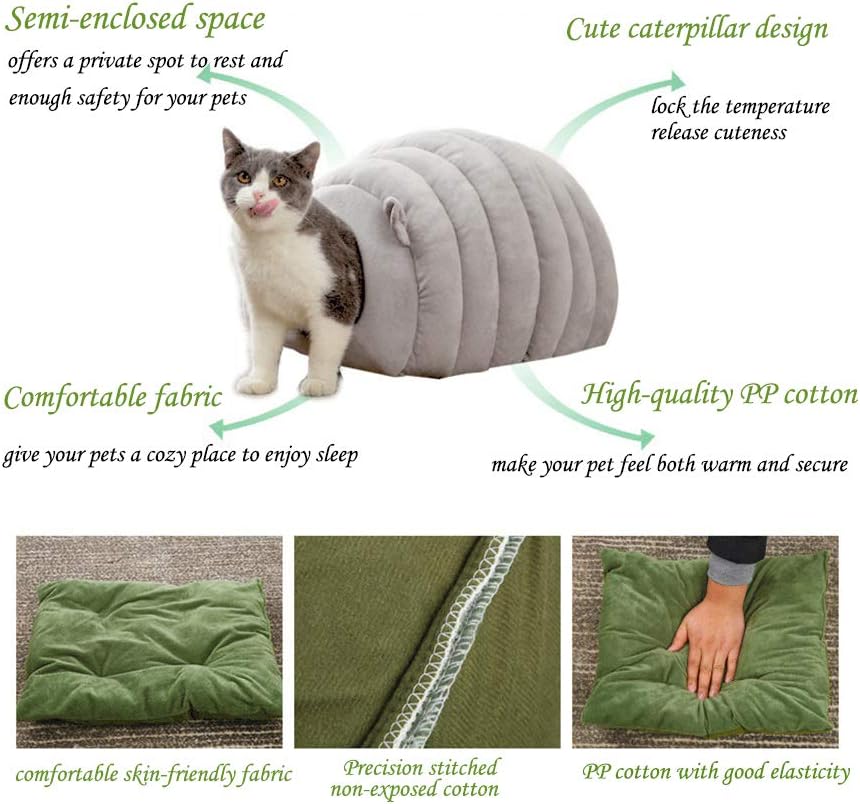 Green Cat Bed Cave - Cozy Pet House for Cats - Soft Kitten Sleeping Bed