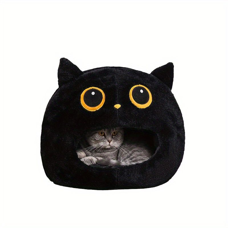 Black White cat bed, cat-shaped bed, cat furniture, cat hideaway, pet comfort, cat cave bed, cozy cat bed, cute cat bed, Australian pet products, cat