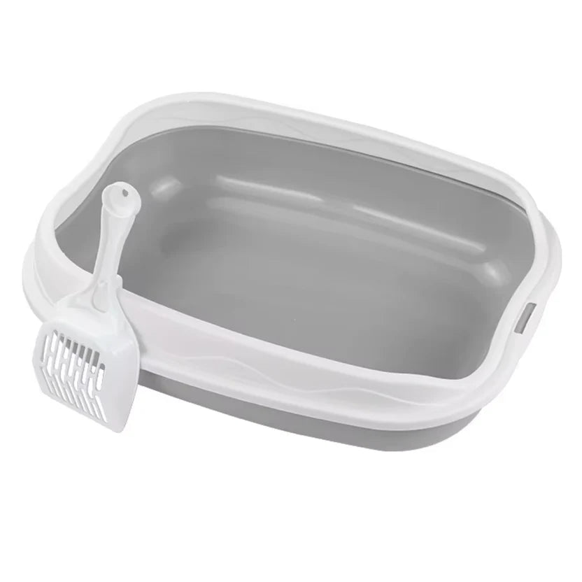 Semi-Enclosed Cat Litter Box Large Spatter Resistant Pet Toilet with Pedal Design
