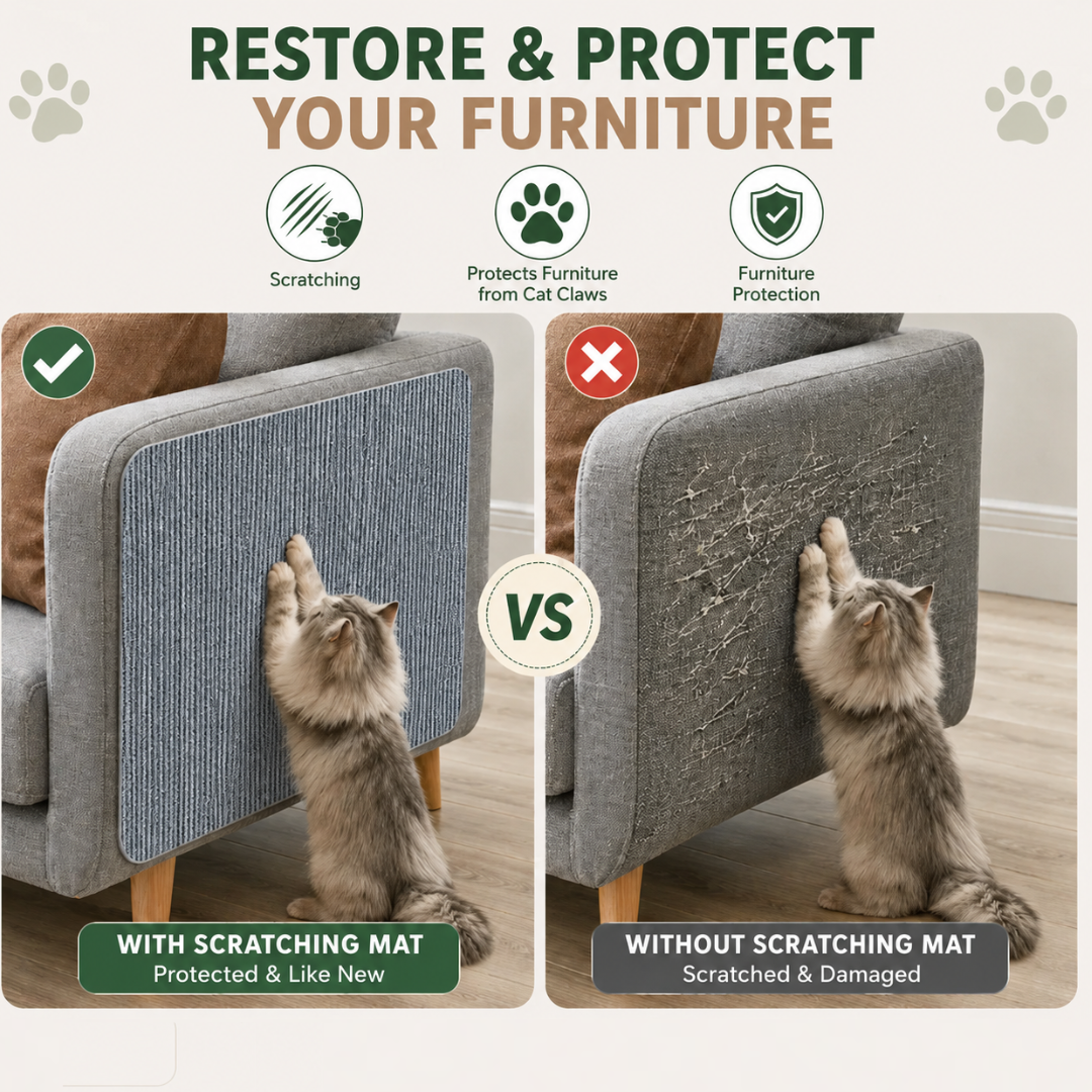 Trimmable Cat Scratch Mat Self Adhesive Furniture Protector Pad - Light Grey