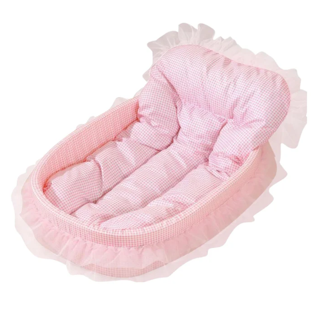 Plush Round Pet Bed Sofa Cushion for Cats and Small Dogs Indoor - Pink
