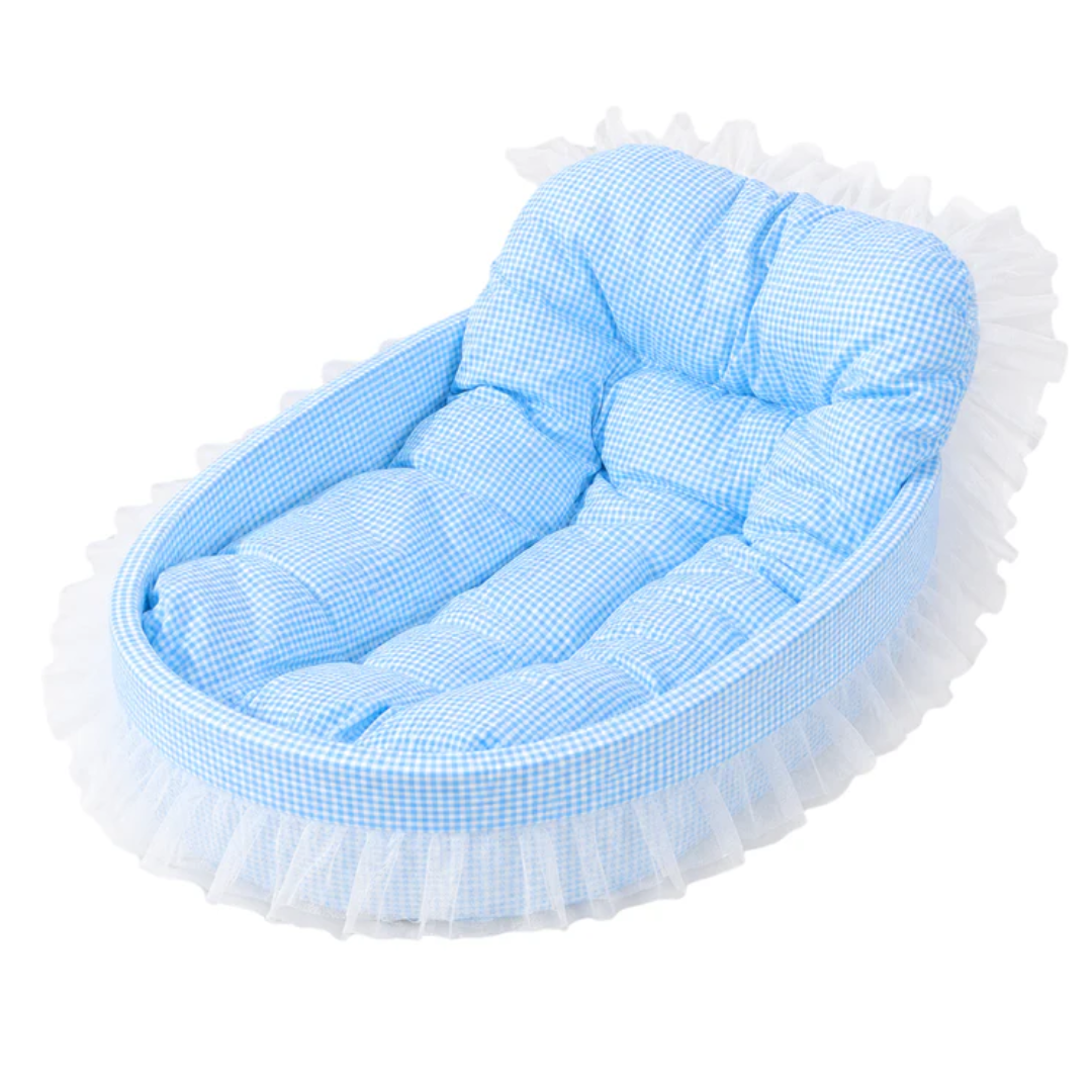 Round Pet Nest Cushion Bed Lightweight Indoor Mat for Cats and Dogs - Blue