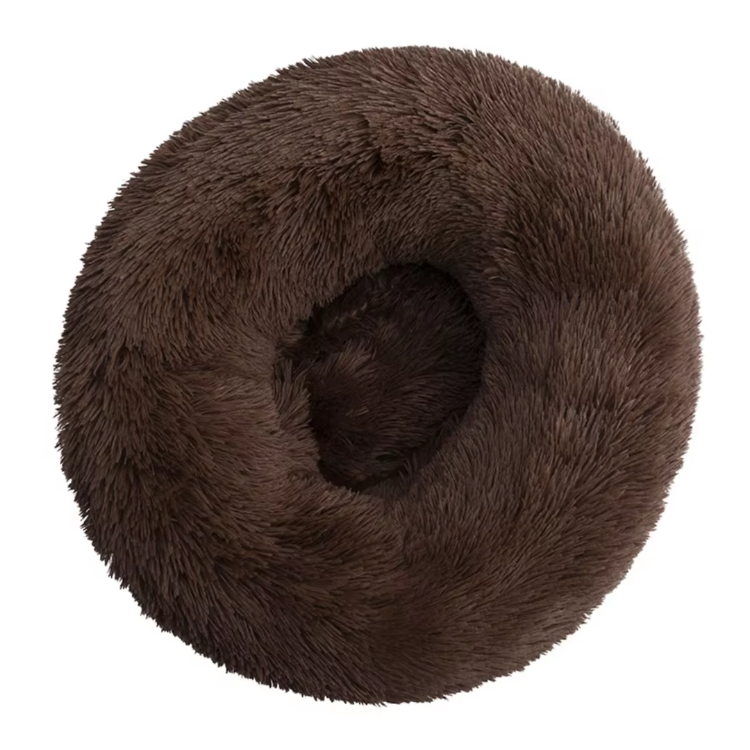 Round Plush Pet Bed Washable Soft Cushion Mat for Dogs and Cats - Brown