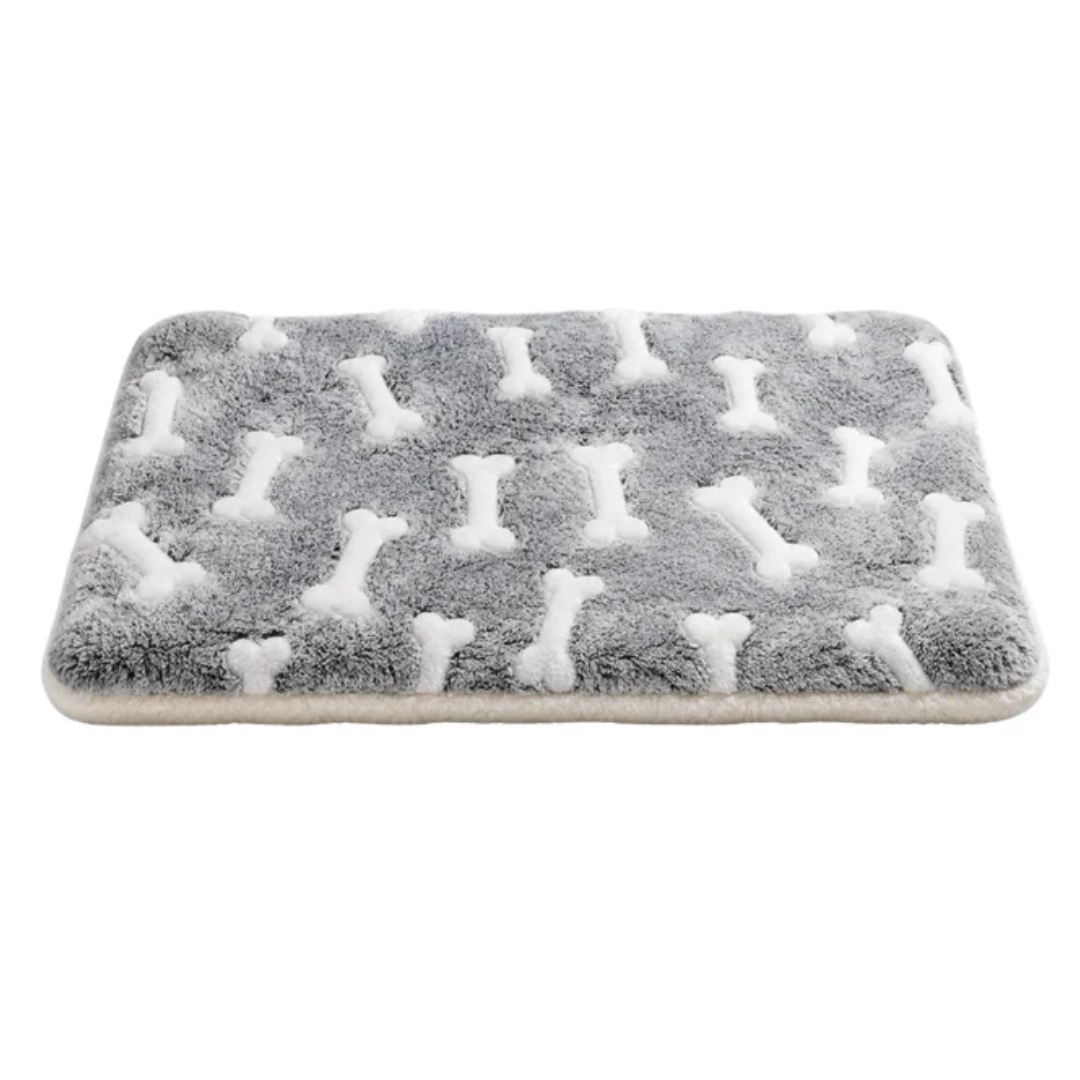 Washable Pet Blanket Mat Printed Coral Fleece Cushion for Dogs and Cats - Light Grey