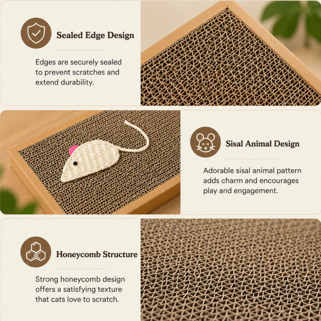 Cat Scratching Board with Sisal Mouse Indoor Cat Toy