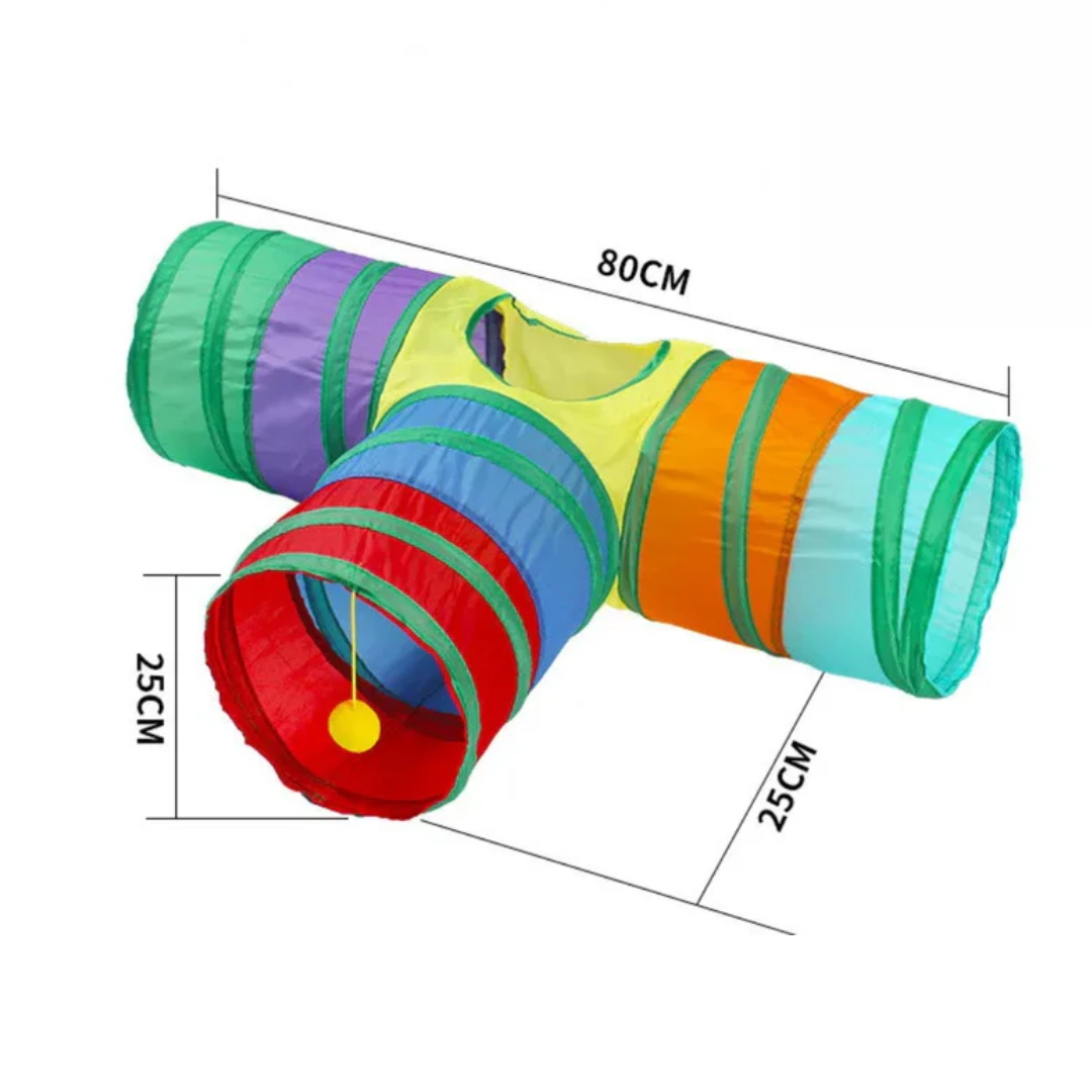Foldable Cat Tunnel Play Toy with Hanging Ball for Indoor and Outdoor Pets