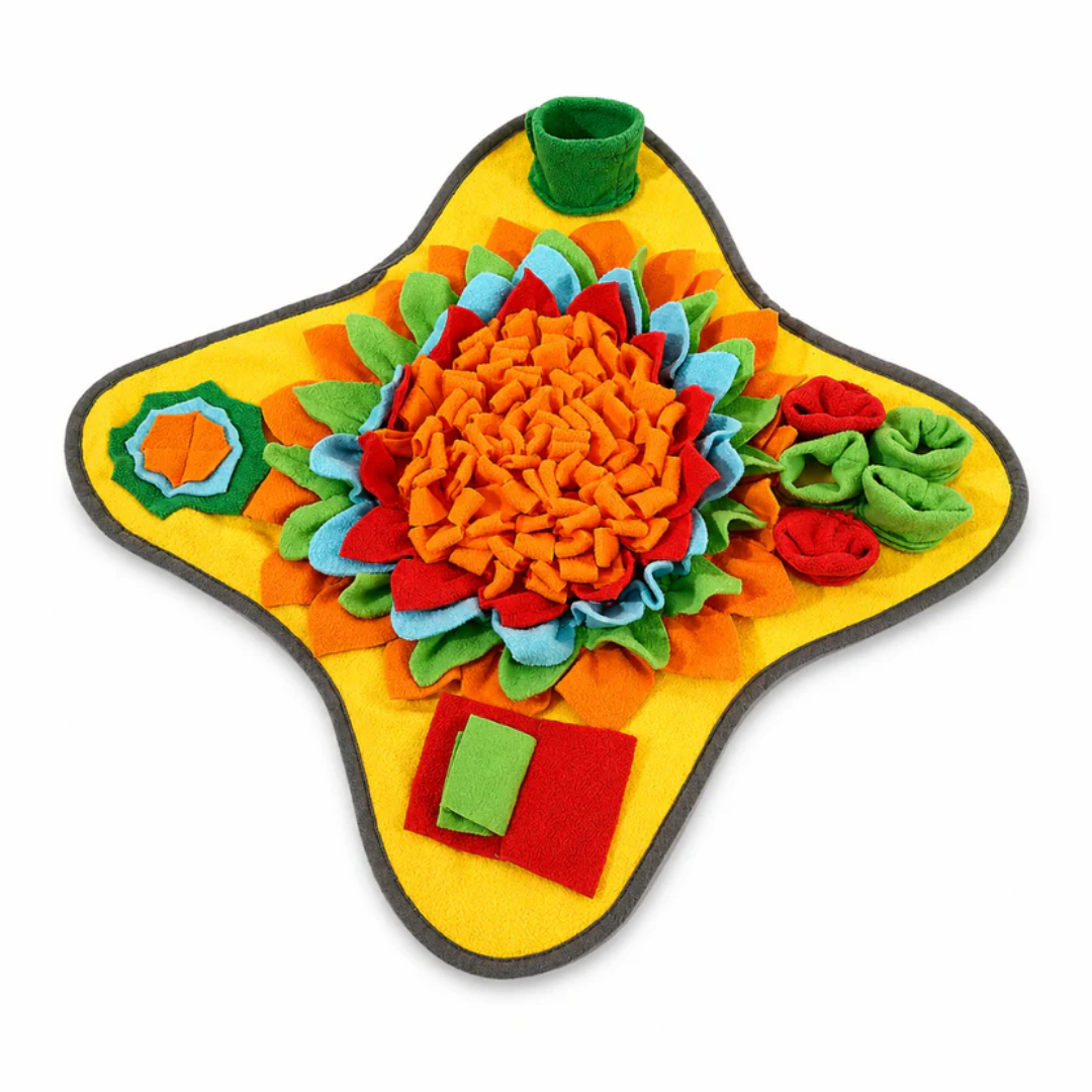 Interactive Dog Snuffle Mat Feeding Puzzle Toy for Indoor Enrichment and Foraging Play - Yellow
