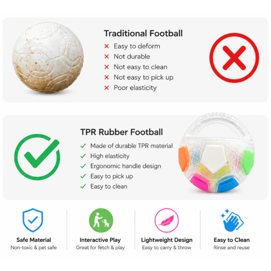 Durable TPR Dog Ball Toy with Carry Handle for Interactive Outdoor Play - White