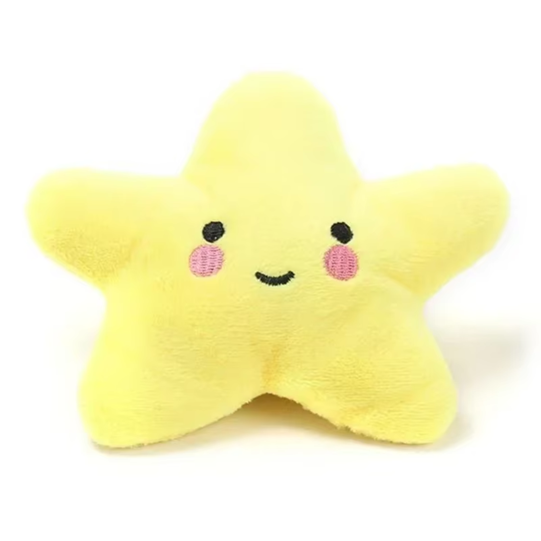 Plush Star Pet Toy with Squeaker Chew Toy for Dogs and Cats - Yellow