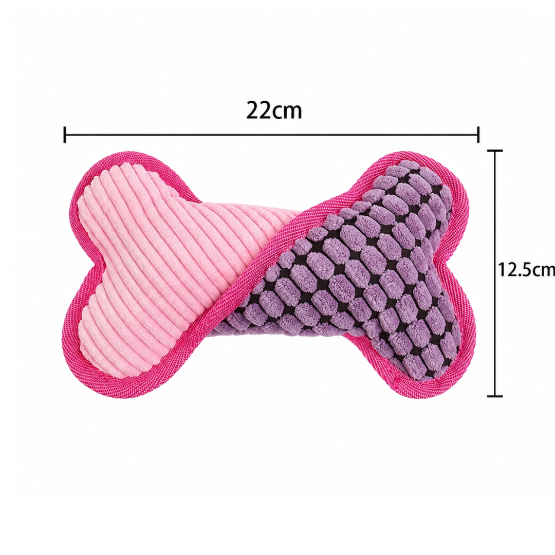 Plush Bone Squeaky Dog Toy Interactive Chew Toy for Small Medium and Large Dogs