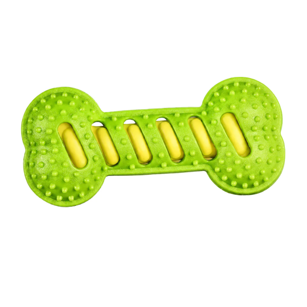 Rubber Dog Chew Toy Squeaky Bone Interactive Play Toy for Puppies and Dogs
