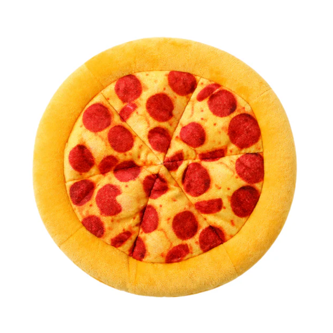 Plush Pizza Dog Toy Squeaky Interactive Chew Toy for Small to Large Dogs