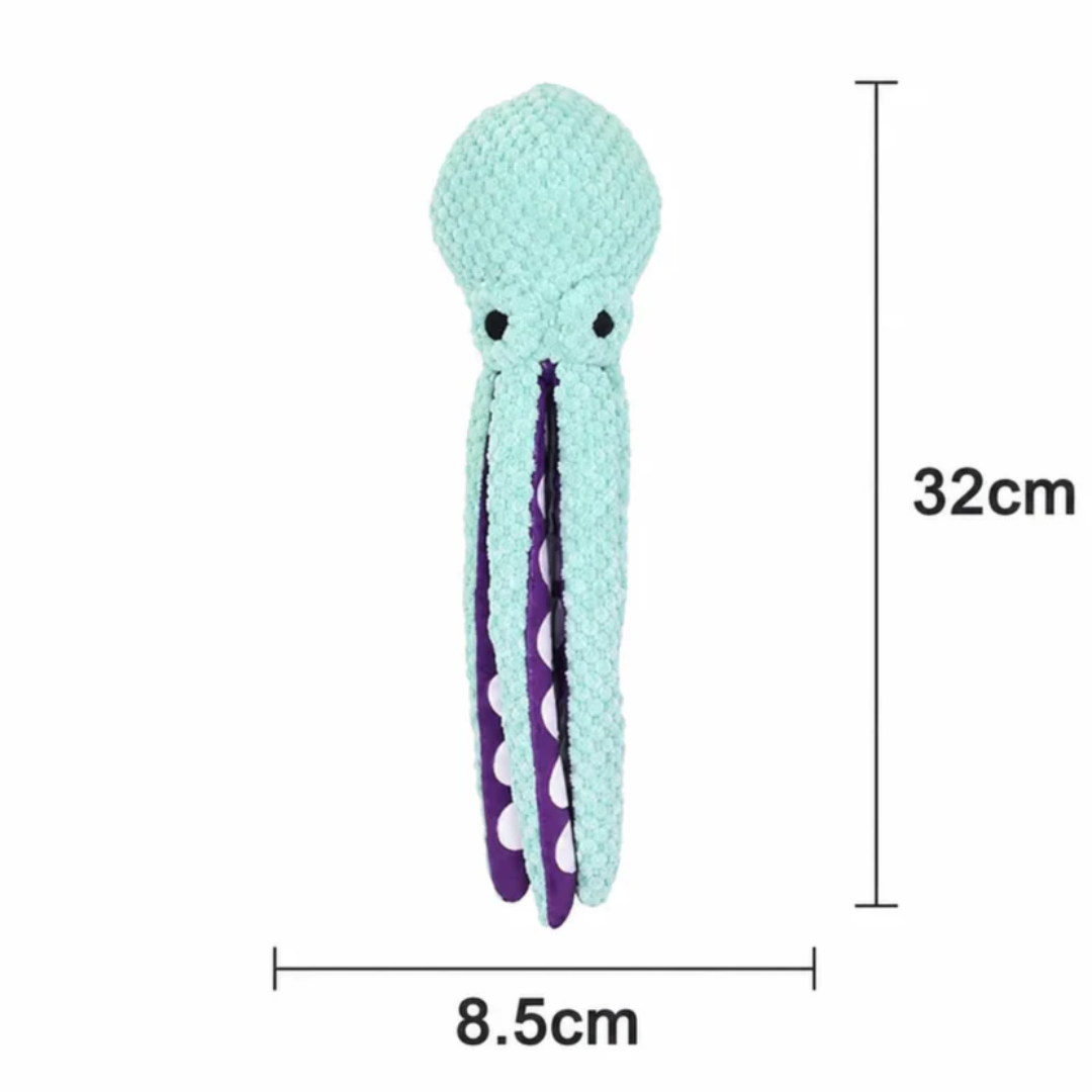 Plush Octopus Dog Toy Interactive Squeaky Chew Toy for Small and Large Dogs