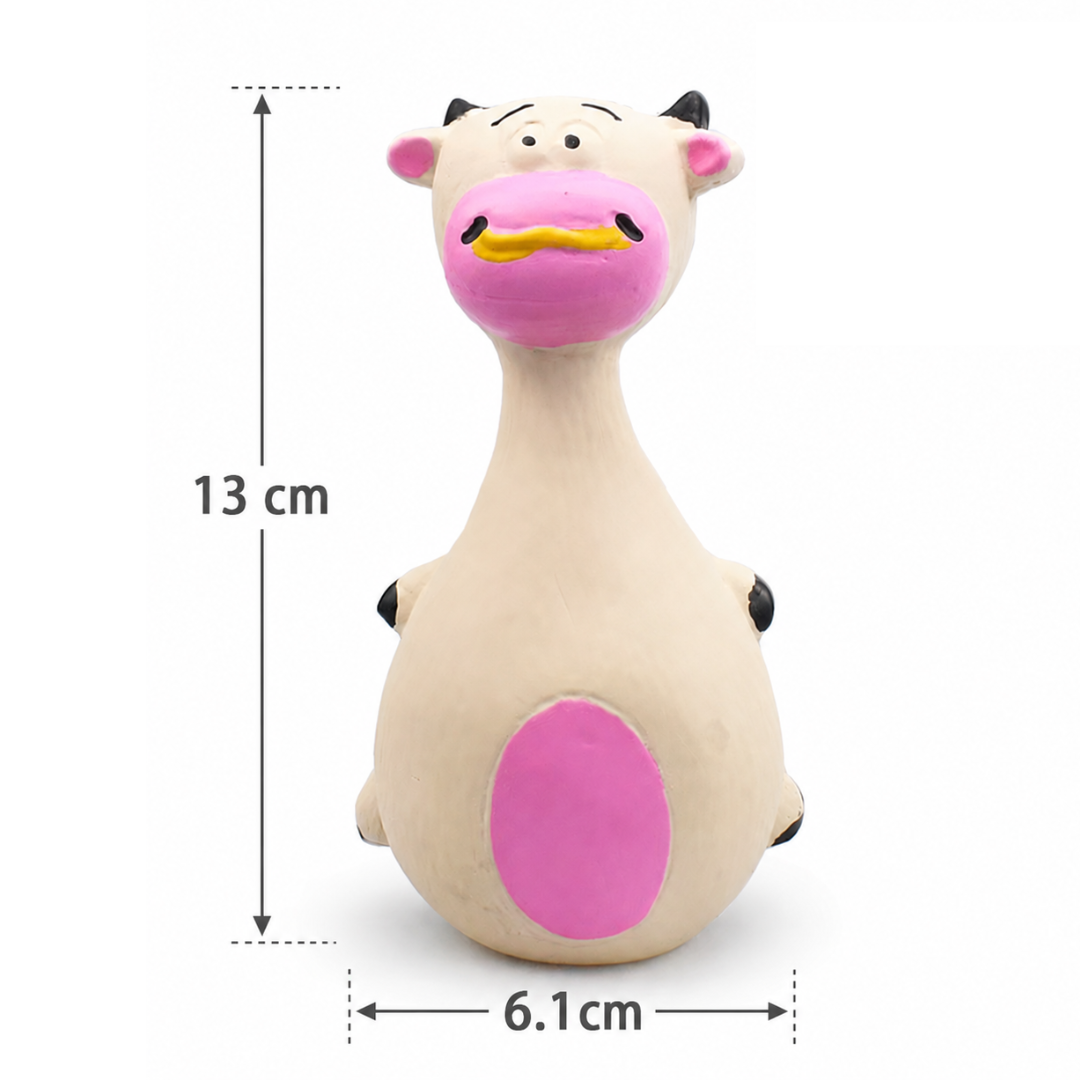 Rubber Cow Dog Toy with Built-In Squeaker