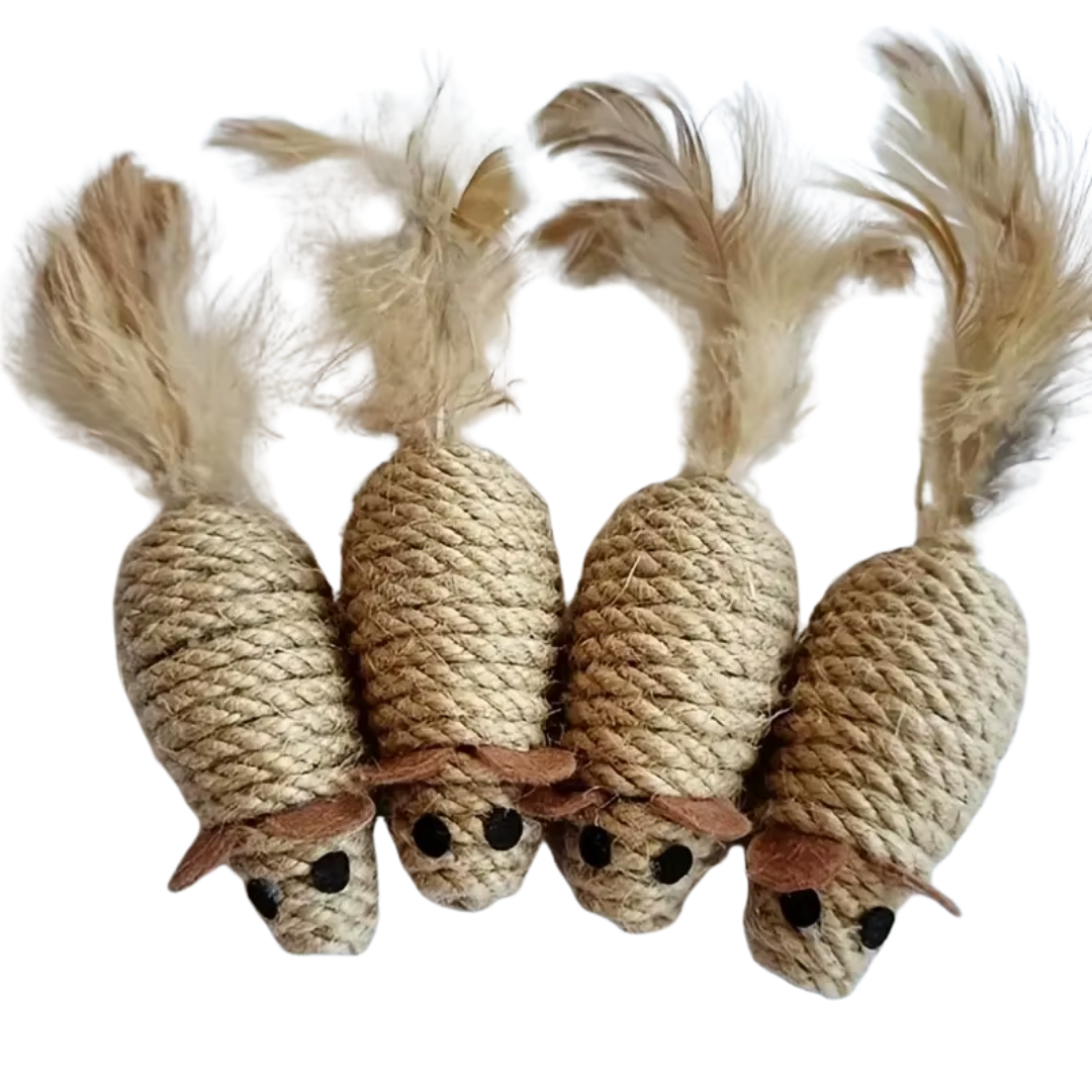 4 Piece Sisal Mouse Cat Toy