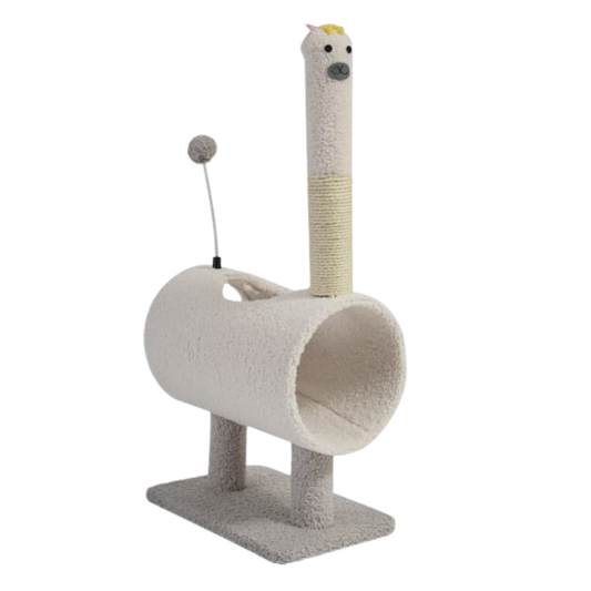 Interactive Cat Tunnel & Scratching Post with Spring Toy