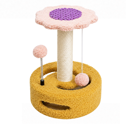 Sunflower Cat Scratching Post with Plush Toys