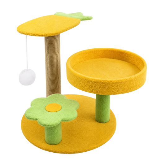 Pineapple Cat Tree with Scratching Post and Cozy Perch