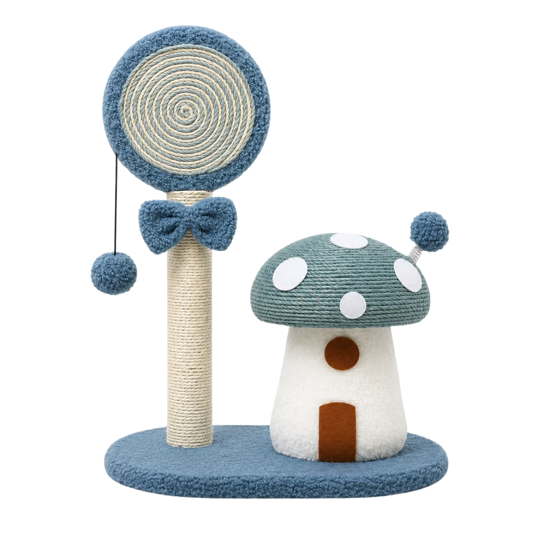 Blue Mushroom Sisal Cat Scratching Post