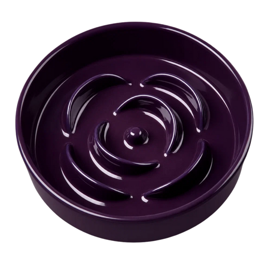 Ceramic Slow Feeder Dog Bowl - Dark Purple