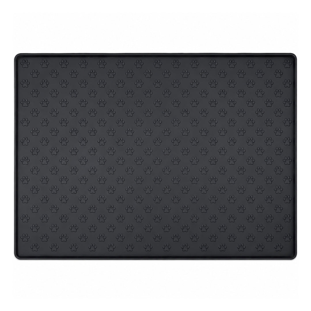 Large Silicone Pet Food Mat Waterproof Feeding Placemat for Cats and Dogs - Black