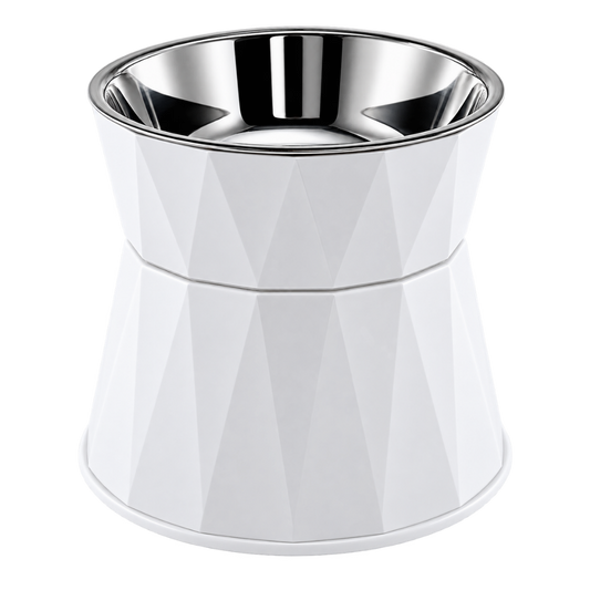 Elevated Stainless Steel Dog Bowl - White