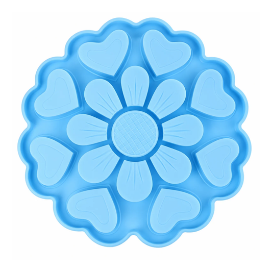 Silicone Cat Slow Feeder Lick Mat - Blue Flower
