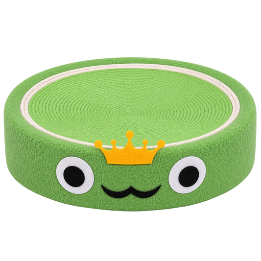 Plush Round Frog Cat Scratcher Bed with Sisal Scratching Surface