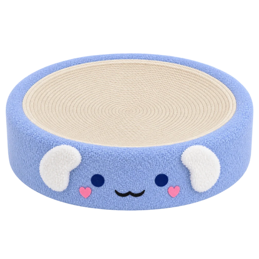 Plush Round Elephant Cat Scratcher Bed with Sisal Scratching Surface
