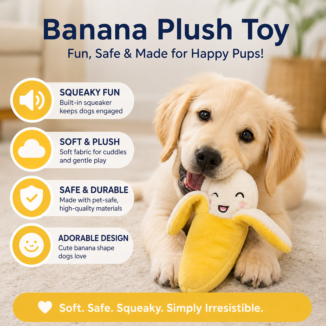Banana Shaped Plush Squeaky Dog Toy
