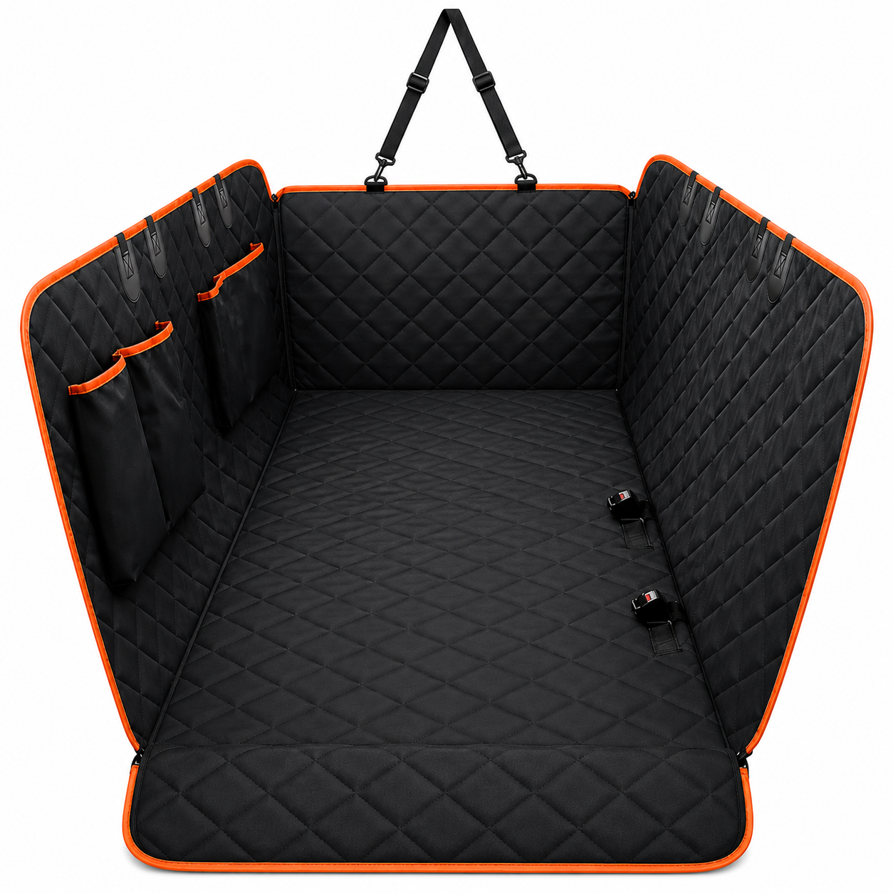 Heavy Duty Dog Car Seat Cover with Waterproof Hammock Style Back Seat Protector - Black