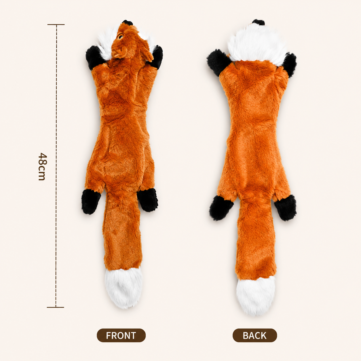 Plush Fox Dog Toy Squeak No Stuffing Chew Toy 45cm