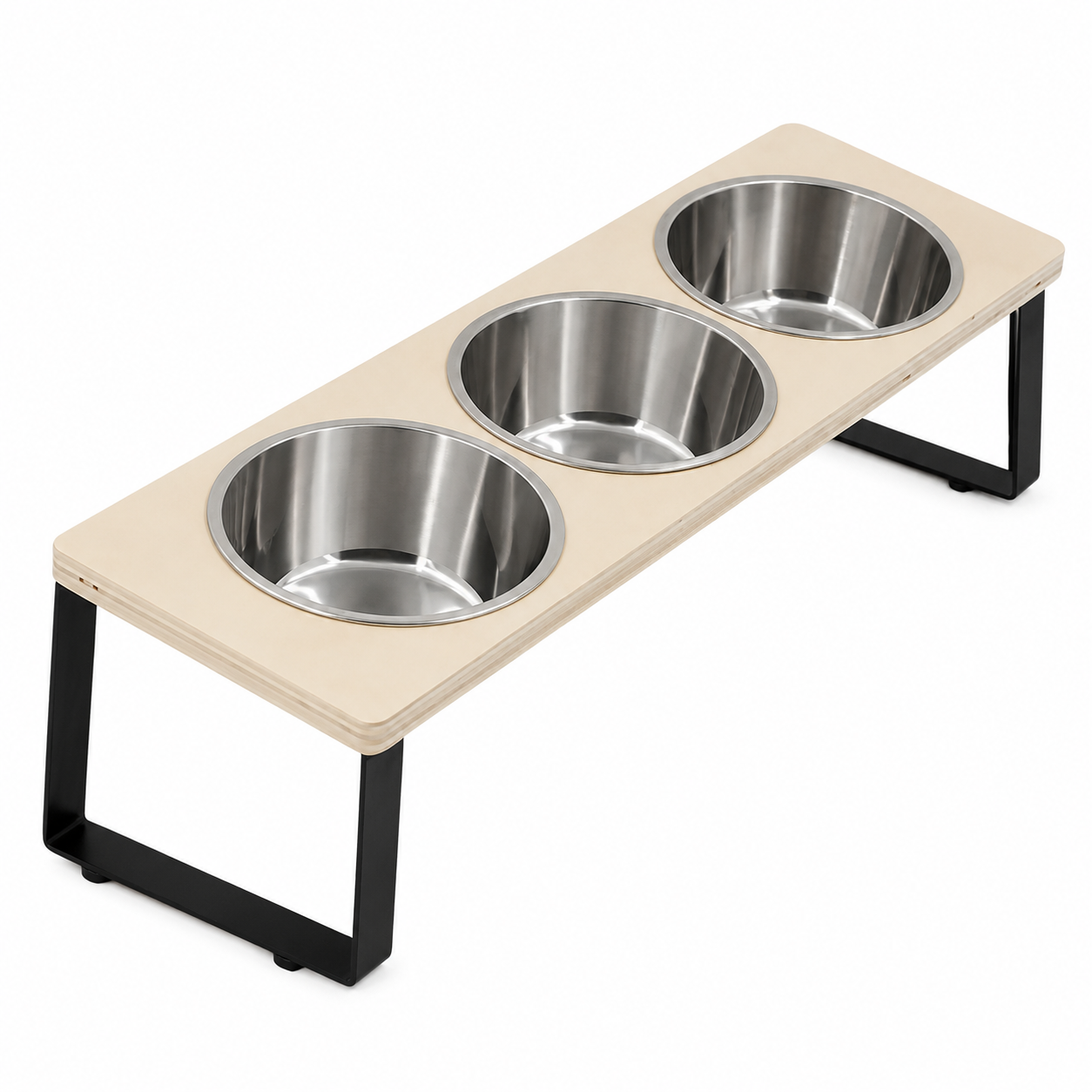 Raised Pet Feeding Stand with 3 Stainless Steel Bowls for Cats Puppies and Small Pets