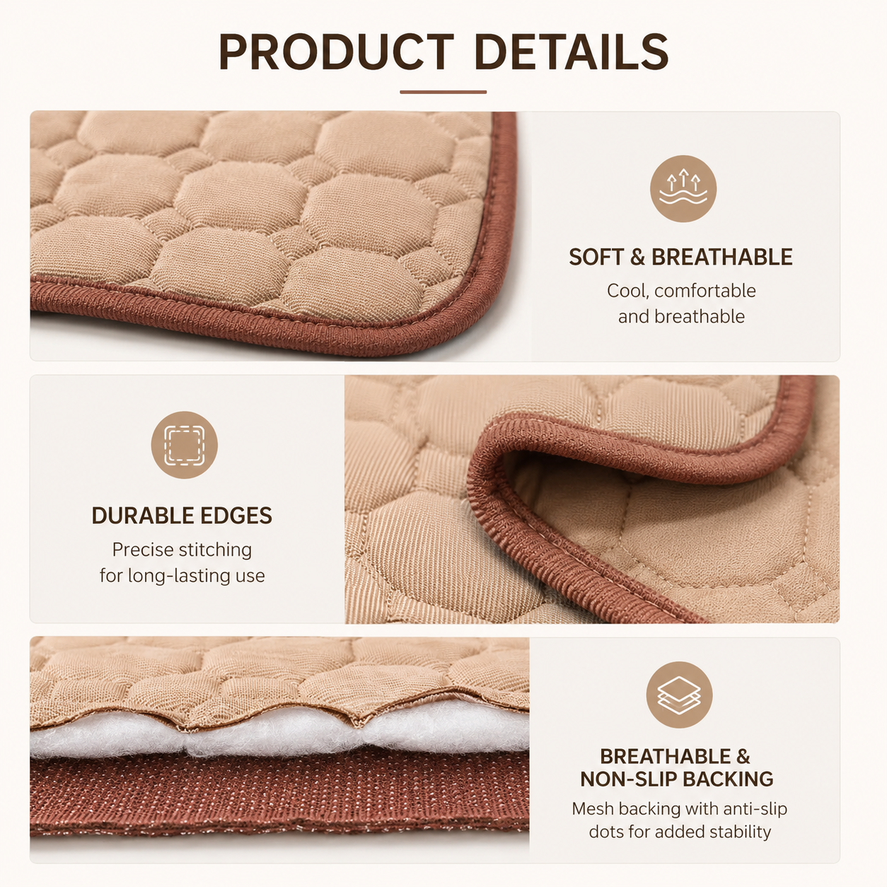 Reusable Pet Pee Pad Waterproof Absorbent Training Mat for Floor Sofa and Car Seat - Khaki