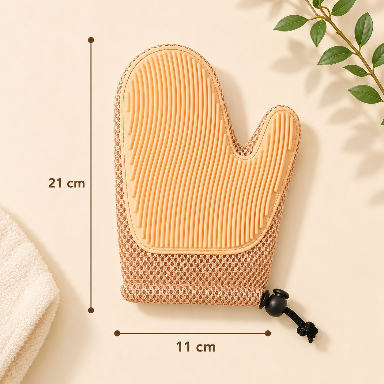 Pet Grooming Glove Double Sided Hair Remover and Massage Brush for Dogs and Cats - Peach Pink