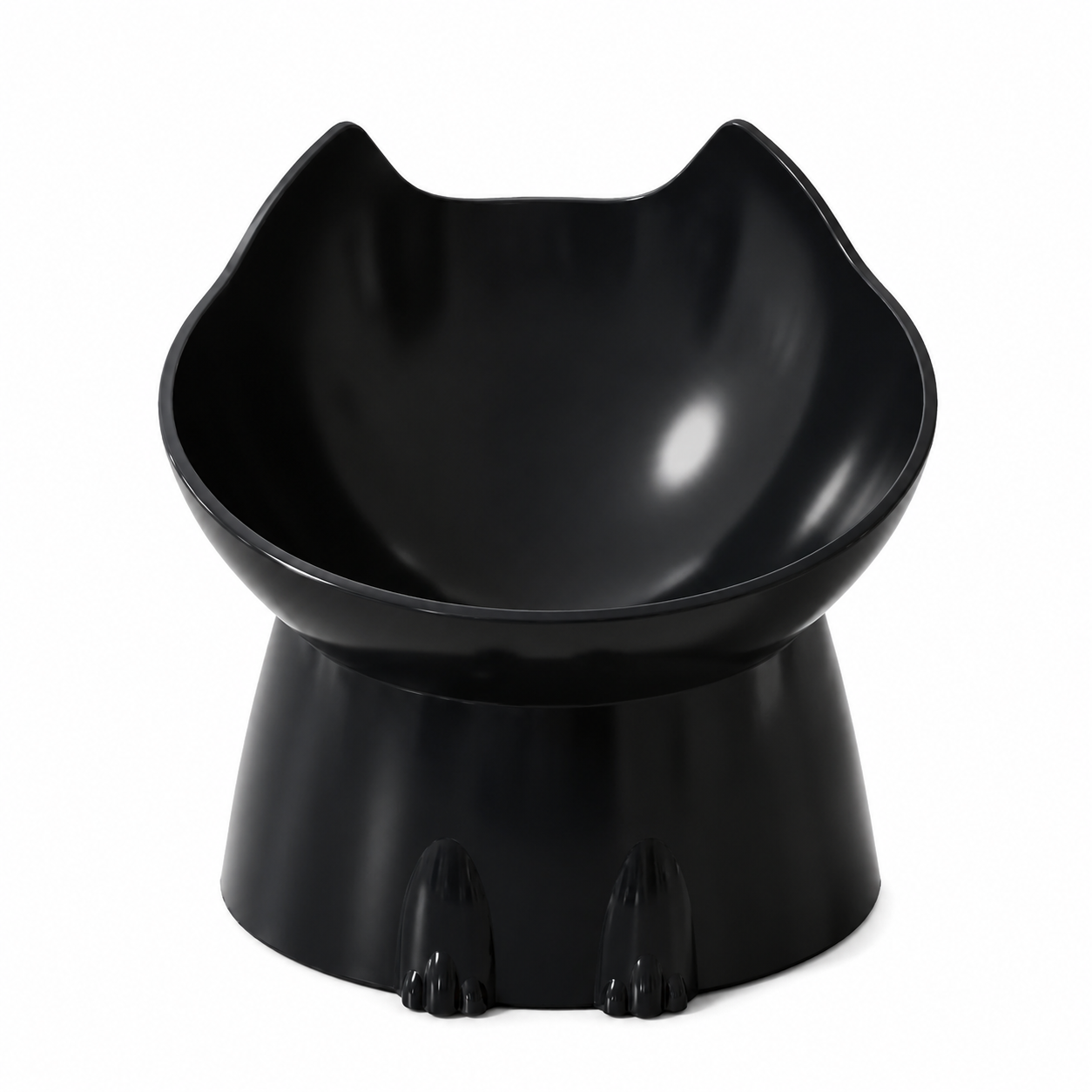 Elevated Pet Food Bowl Anti Tip Cat Feeding Dish with Stable Base - Black