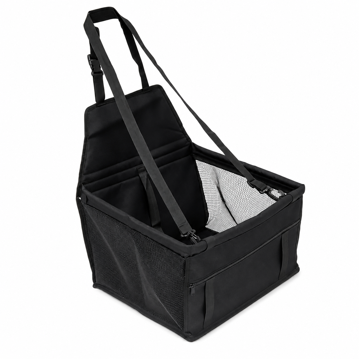 Portable Dog and Cat Car Seat Basket Design - Black