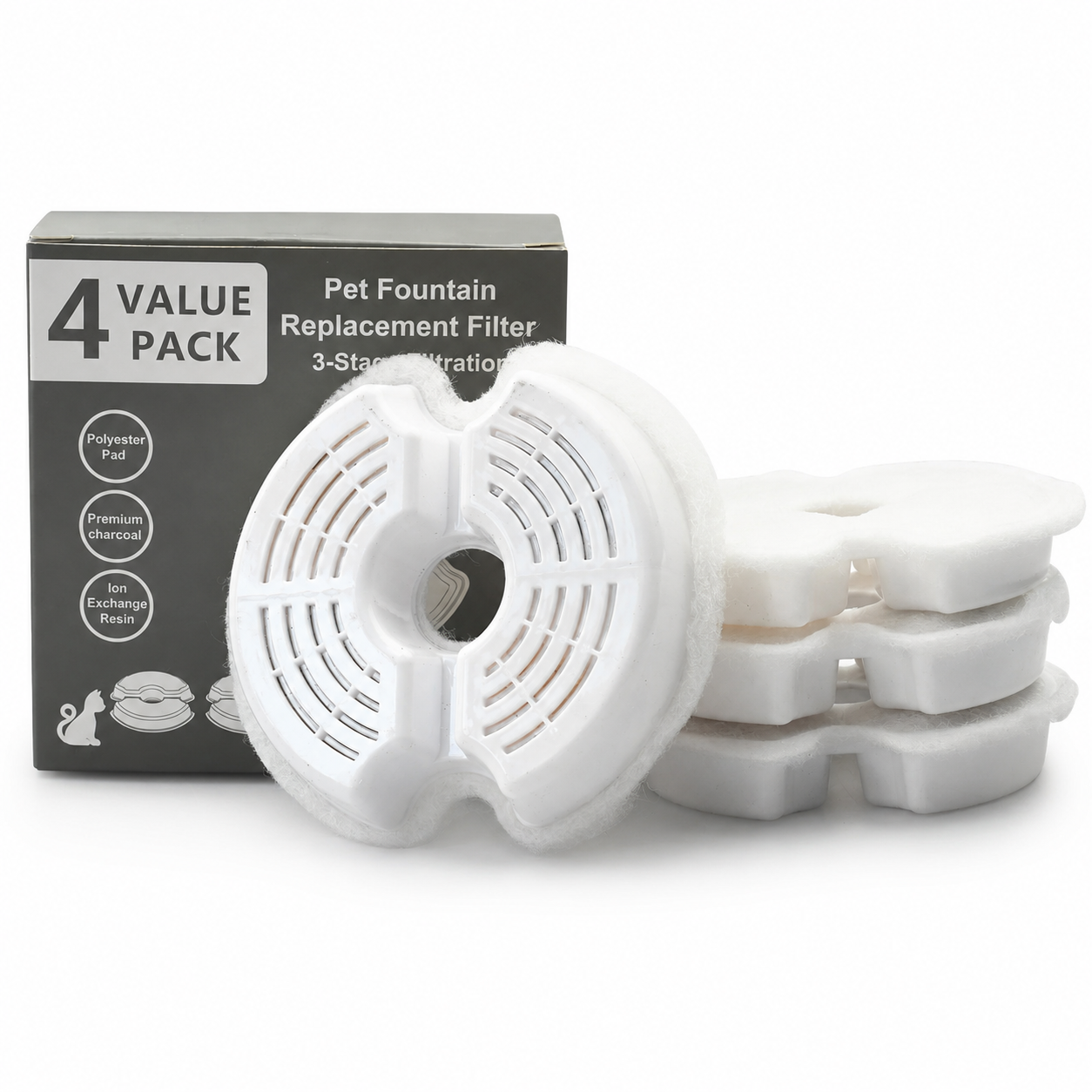 4PCS Replacement Foam Filters for Pet Water Fountain Pump Sponge Filters