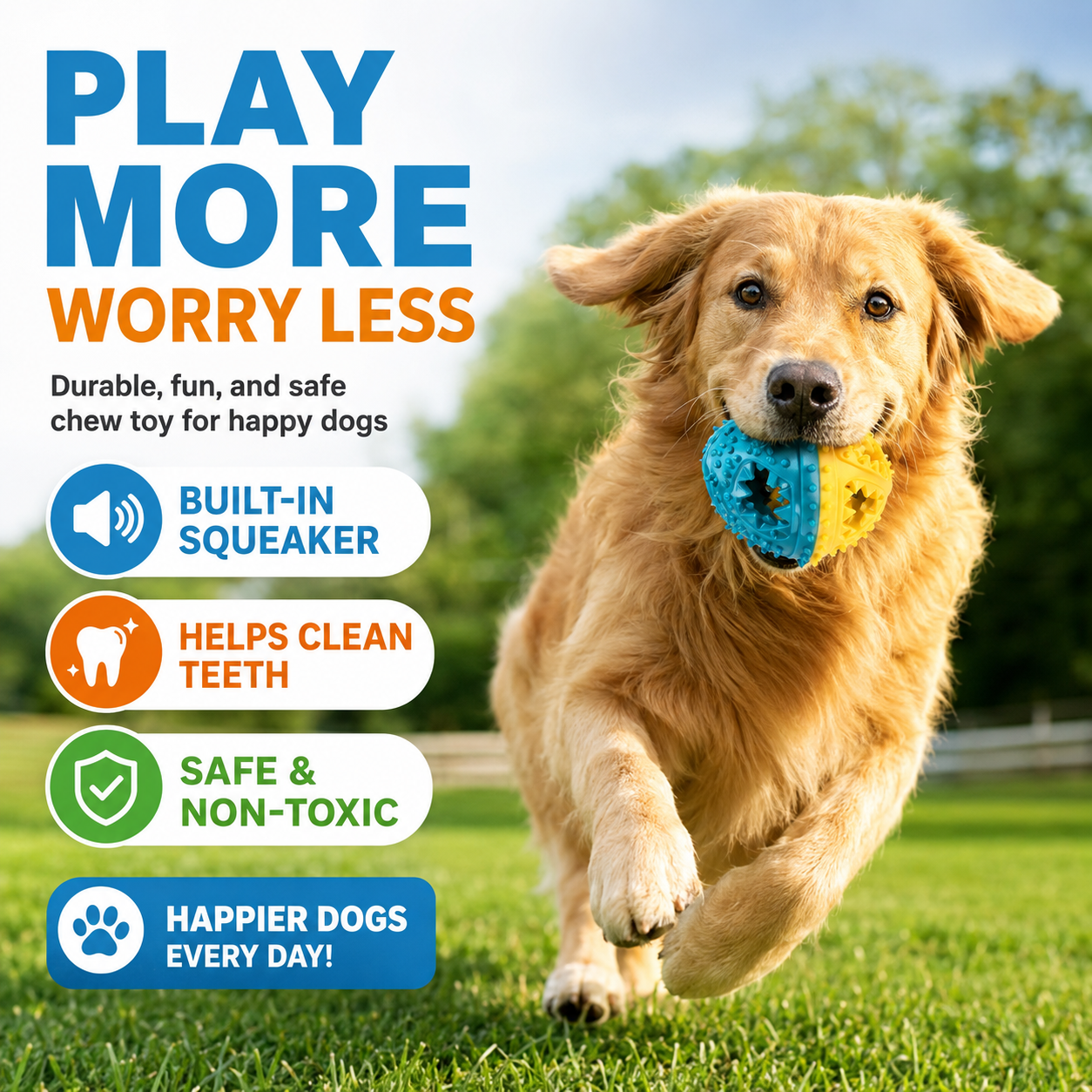 Dog Treat Dispensing Ball Toy with Bell