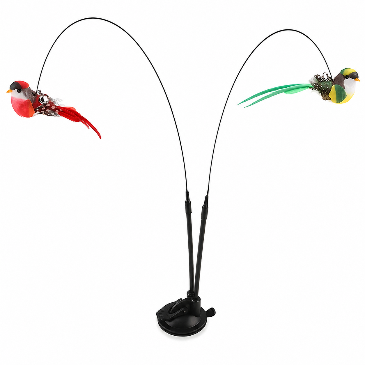 Interactive Bird Cat Wand Toy Set with Bell and Suction Cup Base