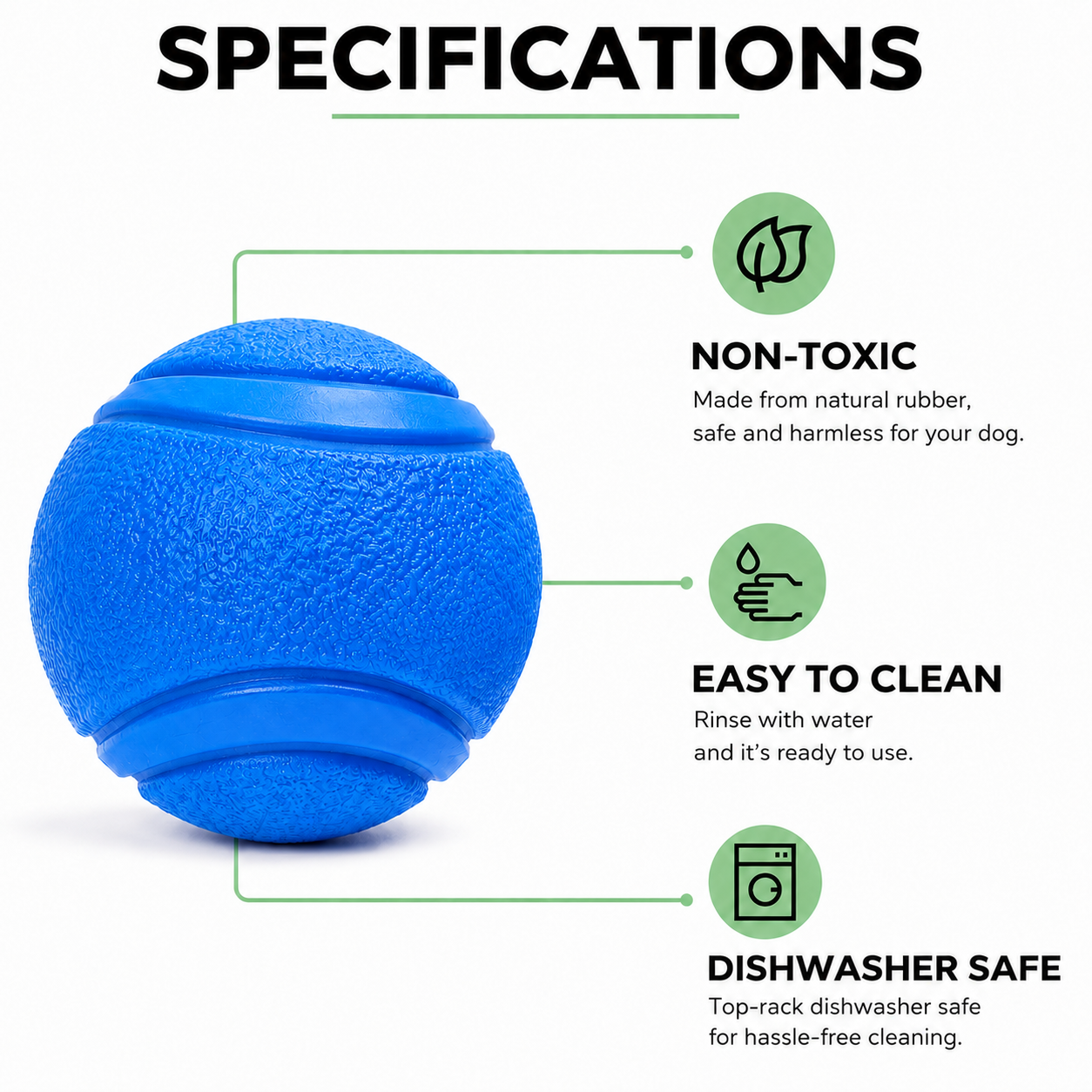 Rubber Pet Toy Ball Bite Resistant Training Ball for Dogs and Cats - Blue