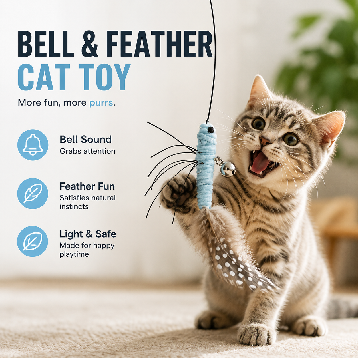 Dragonfly Feather Cat Toy Replacement Head Interactive Teaser Attachment for Cats