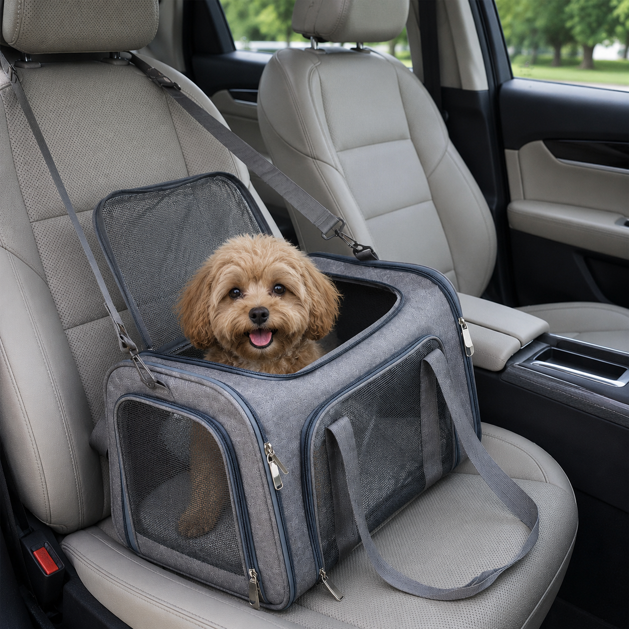 Collapsible Pet Carrier Bag for Small and Medium Cats Dogs with Mesh Travel Bag - Grey
